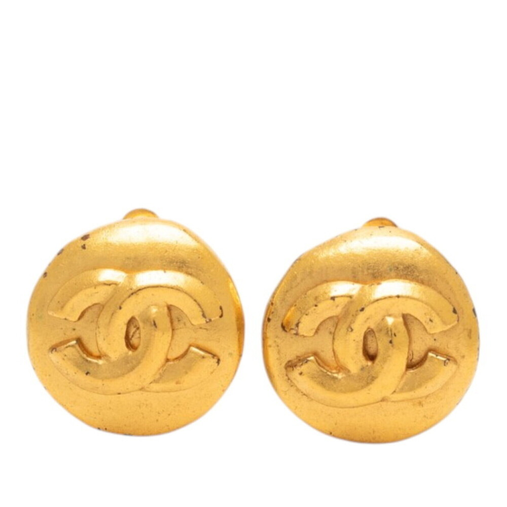 CHANEL Vintage Gold Logo Earrings